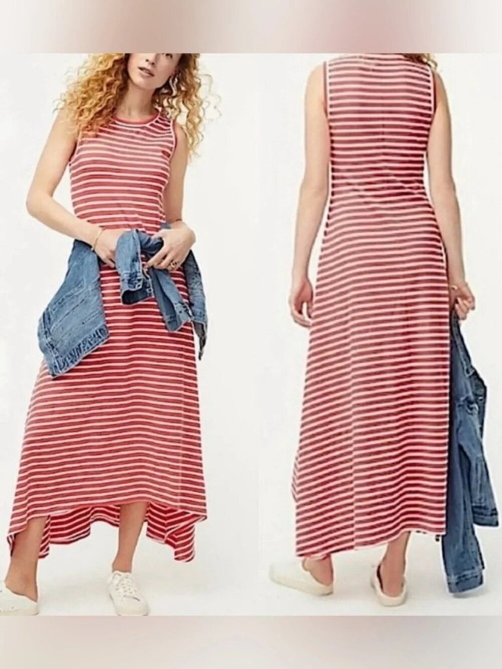 BNWT J. Crew Petite High-Low Maxi Dress in Stripe